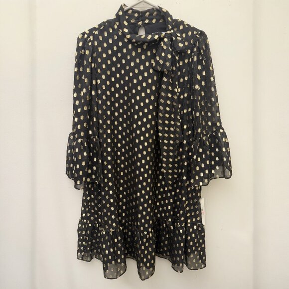 Calvin Klein Metallic-Dot Babydoll Dress - NWT Sz 10 - MSRP $129 - Picture 3 of 3